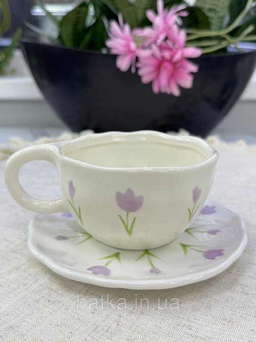 Чашка з блюдцем кераміка Olens "Ніжний тюльпан" 300 мл 8030-398 Київ - фото 2