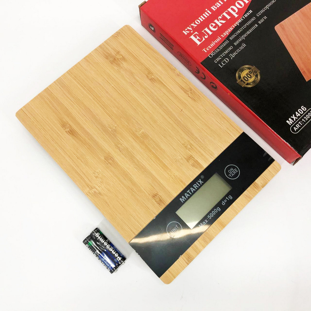 Компактные кухонные весы с батарейками MATARIX MX-406 5кг Wood, Кухонные весы с функцией сброса тары FX-48 Ивано-Франковск - изображение 5