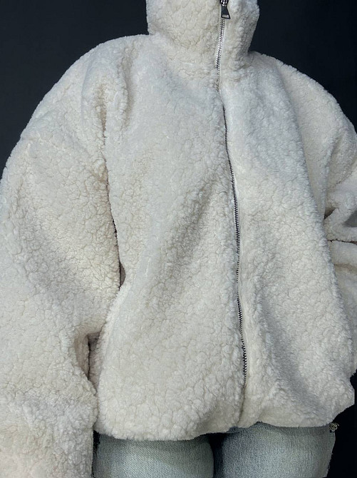 Шуба женская Lady Yep 10017 тедди бомбер оверсайз на молнии, молочний, one size Киев - изображение 8
