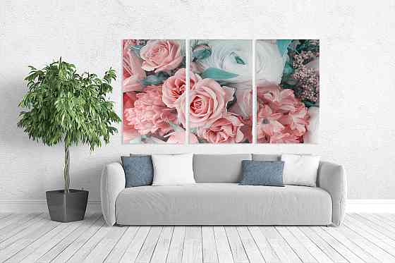 Модульная картина в гостиную / спальню  Троянди   ART-028_3A Киев