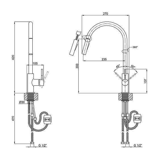 Змішувач для кухні Lidz Aria 015FL2 (k35) LDARI015FL2NKS43397 Nickel Київ