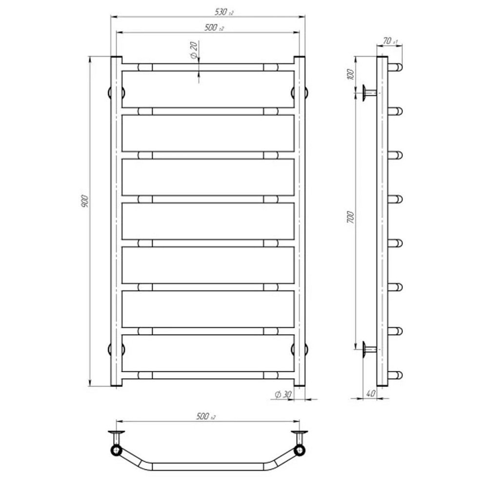Сушарка для рушників UNIO LS ЕU 900-500-8 Драбинка Скоба електро Київ - фото 5