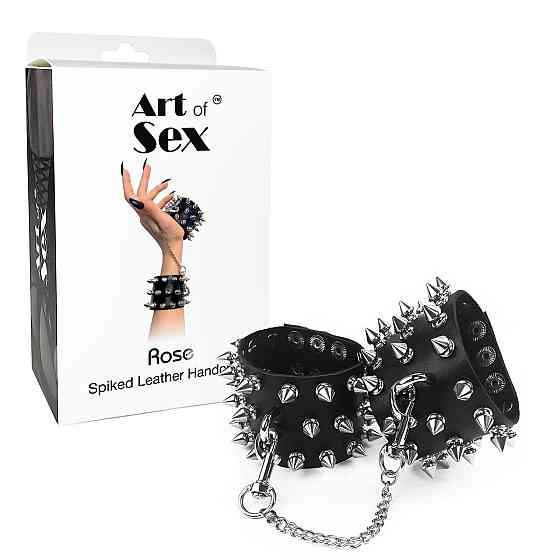 Наручники з шипами Art of Sex - Rose Spiked Leather Handcuffs, натуральна шкіра Sex Aura Київ