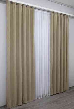 Комплект готовых штор VR-Textil Микровелюр SPARTA № 1196ш Бежевый 150х290 см 2 шт (33-0019) Киев