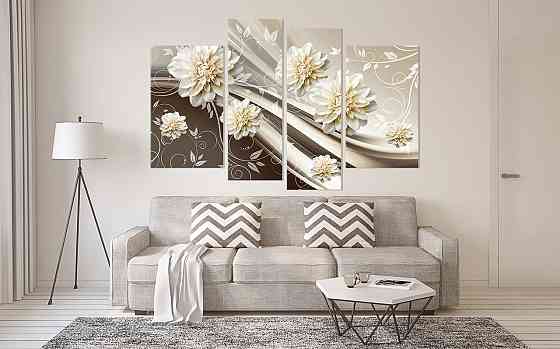 Модульна картина в спальні, вітальню Абстракція Квіти Art-603_4 Київ
