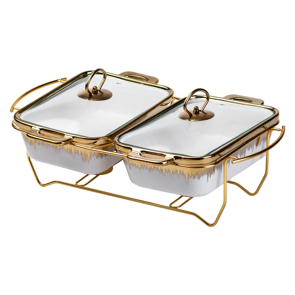 Фарфоровий мармит на 2 секції з золотом, 1 л Київ - фото 5