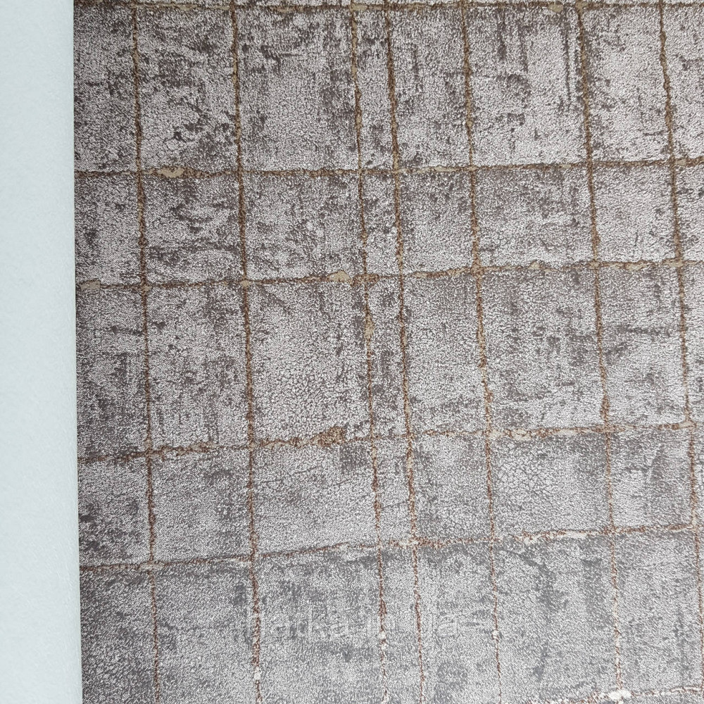 Шпалери флізелінові еко Rasch Kerala 0.53х10 геометрія смуги сітка золотисті на бузково сірому ефект старовини Київ - фото 1