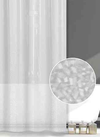 Шторка для ванной и душа водоотталкивающая, штора для душевой и ванной комнаты 180x180 см с 2D эфектом белая Каменец-Подольский