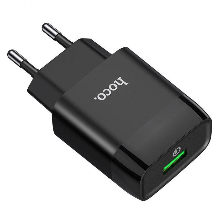 Мережевий зарядний пристрій HOCO C72Q Glorious single port QC3.0 charger 18W Black Київ - фото 4