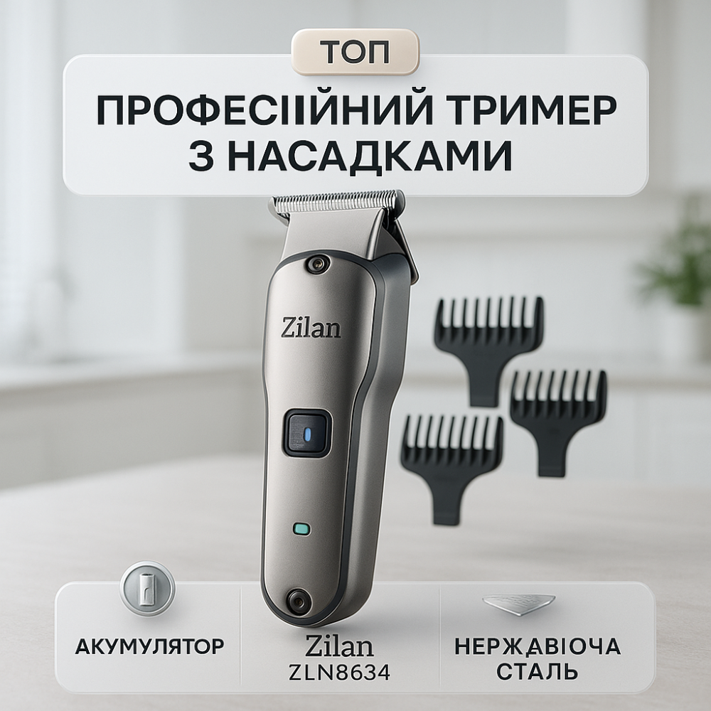 Машинка для стрижки волосся з професійними ножами, Стильна машинка для стрижки, Тример бездротовий VY-11 Львів - фото 14