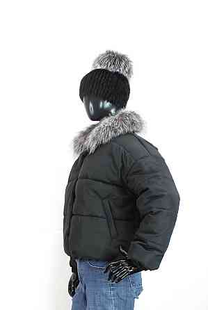 Демисезонная женская куртка з меховым воротним Черный 50 Харьков