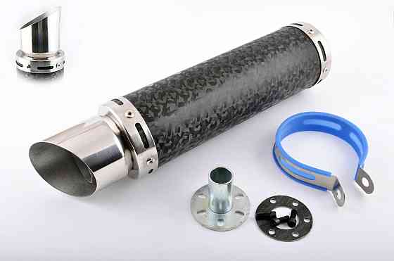 Глушитель (тюнинг) 300*9 см, креп. Ø48mm (нержавейка, мрамор черный, прямоток, тип:2) Мукачево