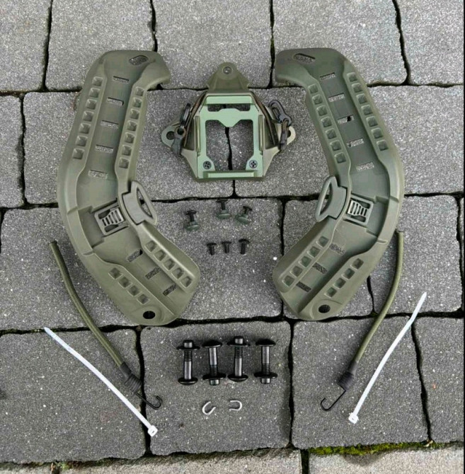 Рельсовое крепление (планка) + кронштейн NVG платформа (шрауд) на бронешлем Mich2000 с ушами (Оливковый) Винница - изображение 3