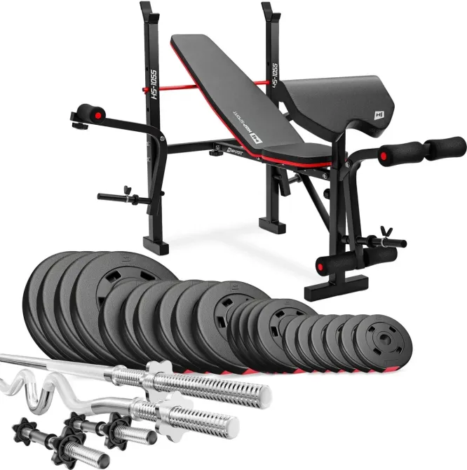 Тренажер Zestaw kulturystyczny Premium 106kg z ławką HS-1055 Киев - изображение 1