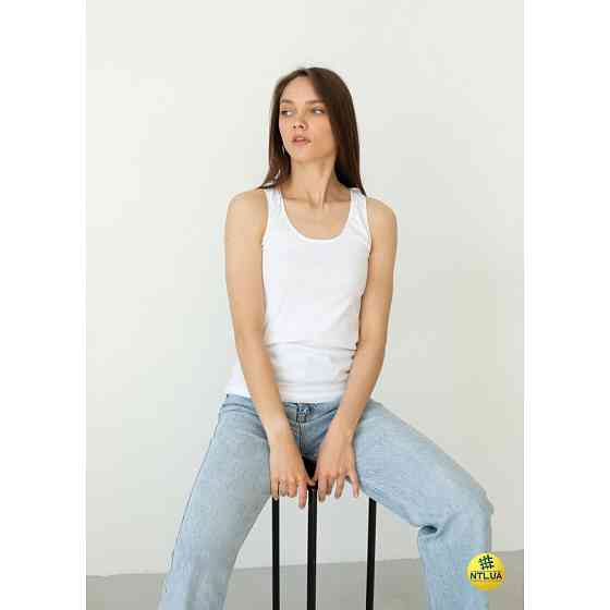 Базова однотонна жіноча майка з бавовни на широких бретелях Наталюкс 21-2110 L Київ