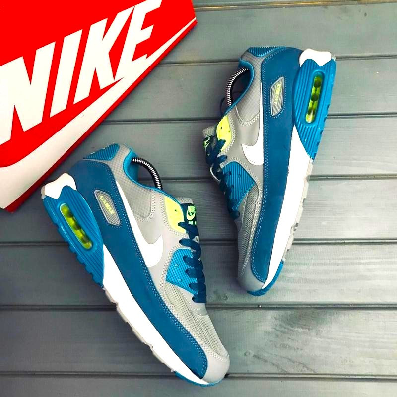 Мужские Серые Кроссовки Nike Air Max 90 Синие Найк (размеры: 42,43,44,45,46) Видео Обзор Днепр - изображение 6
