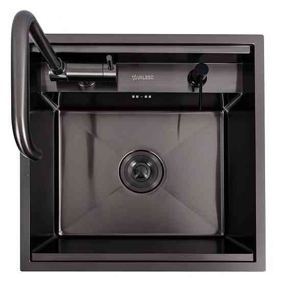 VALESO Кухонна мийка CM 50*50 прихована PVD чорна VALESO Handmade (змішувач в комплекті) Киев