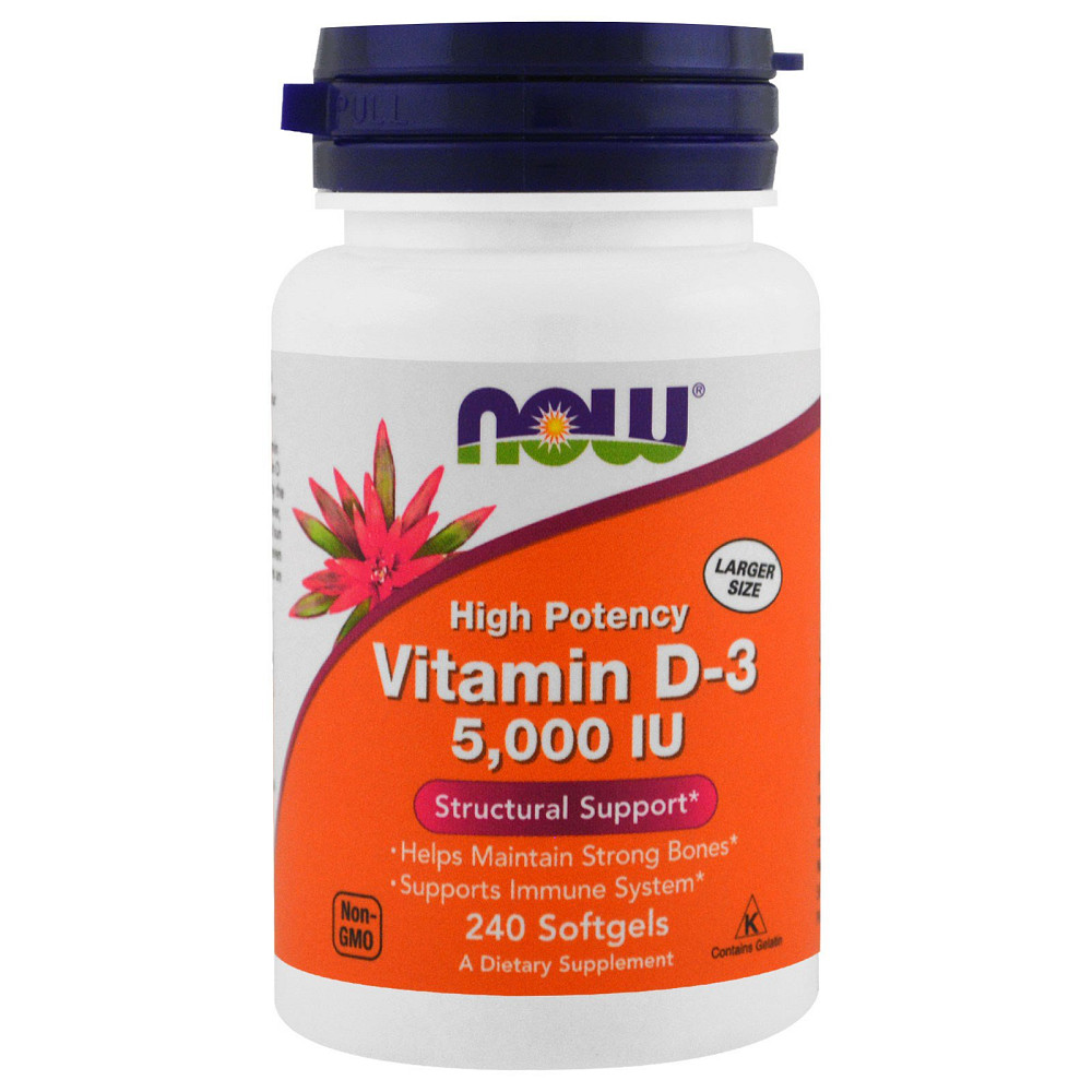 Витамин D3 (Vitamin D3), NOW Foods, 5000 МЕ 120 капсул Киев - изображение 4