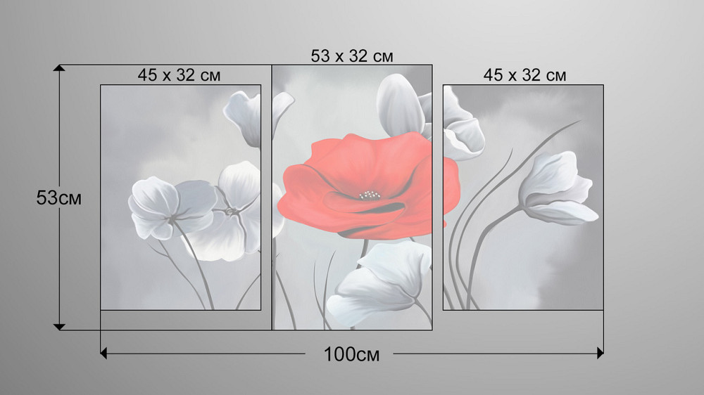 Модульна картина Абстракція Квіти Art-161_3 Київ - фото 3