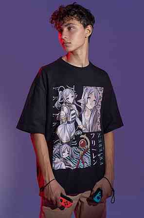 Футболка для мальчика аниме Фриерен Бейонд Джоурней С оверсайз (рост от 165 до 180 ) Черний AnimeJ0978m Днепр