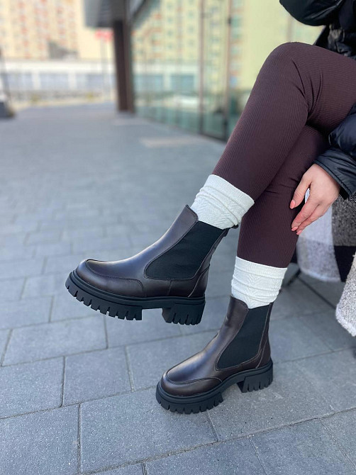 Edan Instruments Черевики жіночі EDAN шоколадні шкіра натуральна зима высота 13 см размеры 36-4 Коломыя - изображение 5