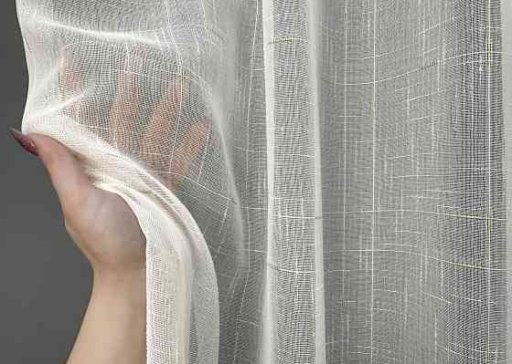 Короткий тюль VR-Textil 1211т Івонна Льон Молочний з золотистим вкрапленням 270х170 см (43-338) Київ