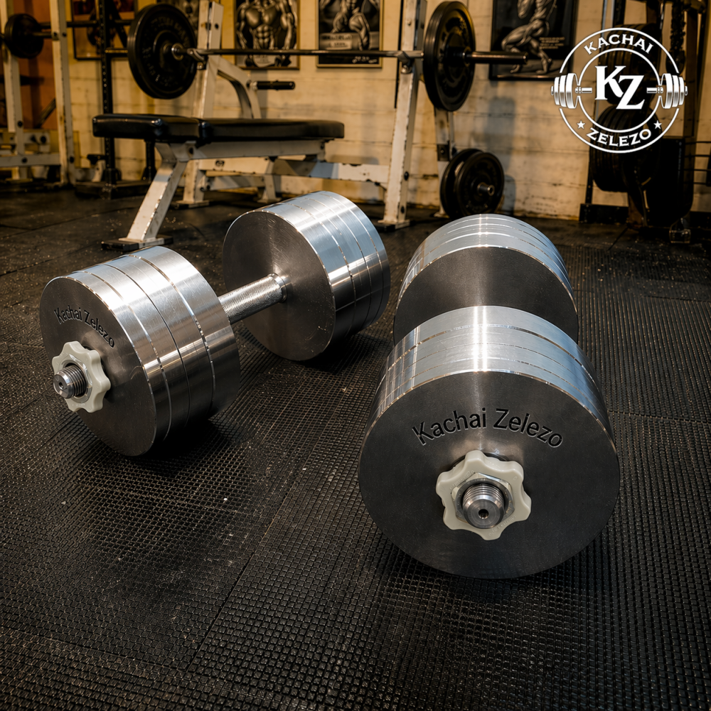 Гантели наборные 2 по 32 кг металлические без покрытия Kachai Zelezo Iron Pro Киев - изображение 10