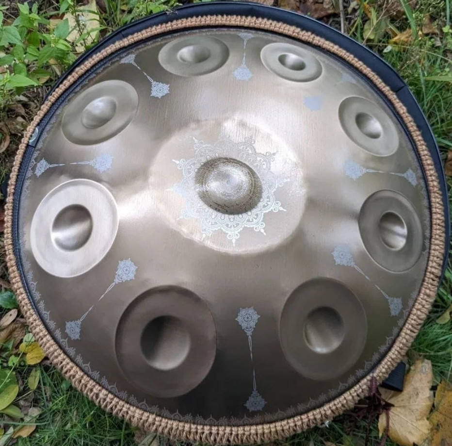 Handpan / Ханг с мандалами (золотой) | 55 см | 9 нот | D минор. Харьков - изображение 1