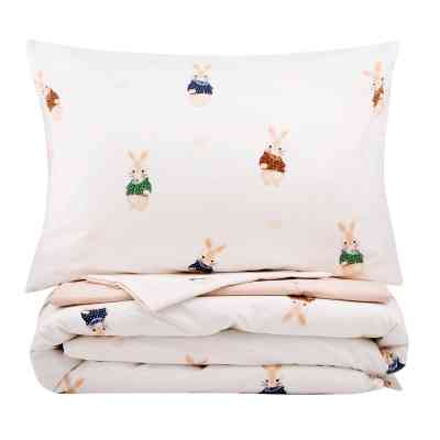 Постельное белье Ardesto Gloria сатин кролики, бежевый полуторный евро 160х220 (ART1622BR) Винница