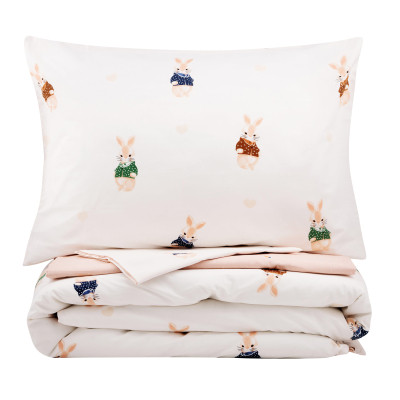 Постельное белье Ardesto Gloria сатин кролики, бежевый полуторный евро 160х220 (ART1622BR) Винница - изображение 2