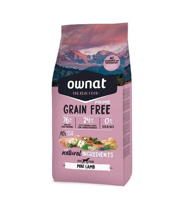 Сухий корм для собак Овнат Ownat Grain Free міні вагою від 1 до 10 кг з ягням, 3 кг Вінниця - фото 1