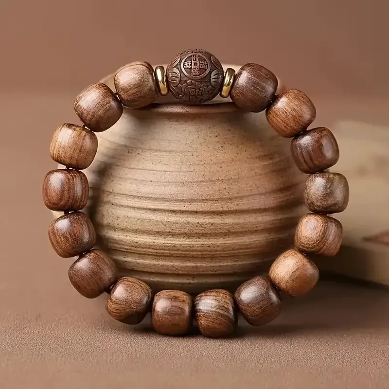 Мужской браслет из сандалового дерева – натуральные деревянные бусины, стильный аксессуар Киев - изображение 3