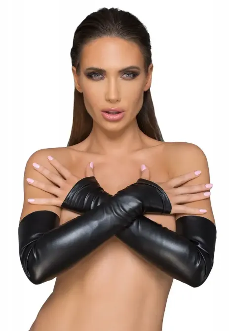 Мітенки Noir Handmade F213 Elastic eco leather fingerless gloves - L Львів - фото 1