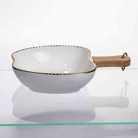 Тарілка порцелянова глибока з ручкою Яблуко 25×20×5 (см) з ручкою Золото ZJH-14-2 Коломия