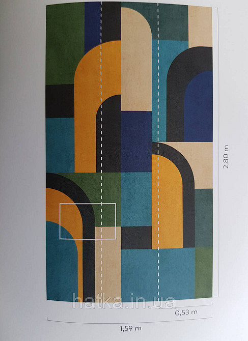 Шпалери вінілові Grandeco One roll one motif 1.59x2.8 панно геометрія смуги фігури напівкруги різні яскраві кольори Київ - фото 4