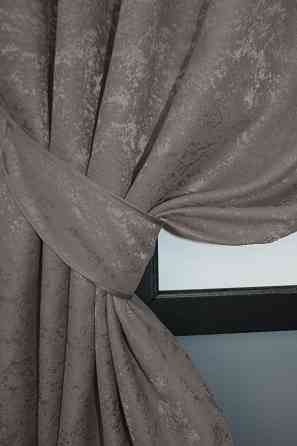 Комплект коротких штор VR-Textil Льон мармур Pavliani № 1373ш 130х170 см 2 шт Коричнево-сірий (35-0057) Київ