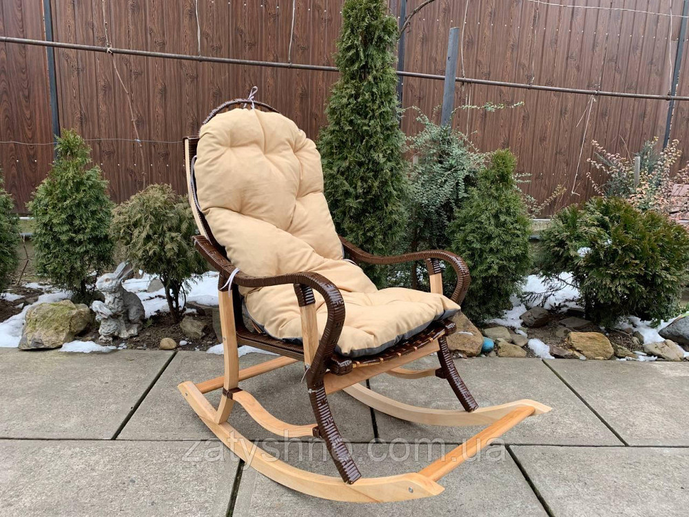 Кресло-качалка из ротанга черная с удобной спинкой Киев - изображение 4