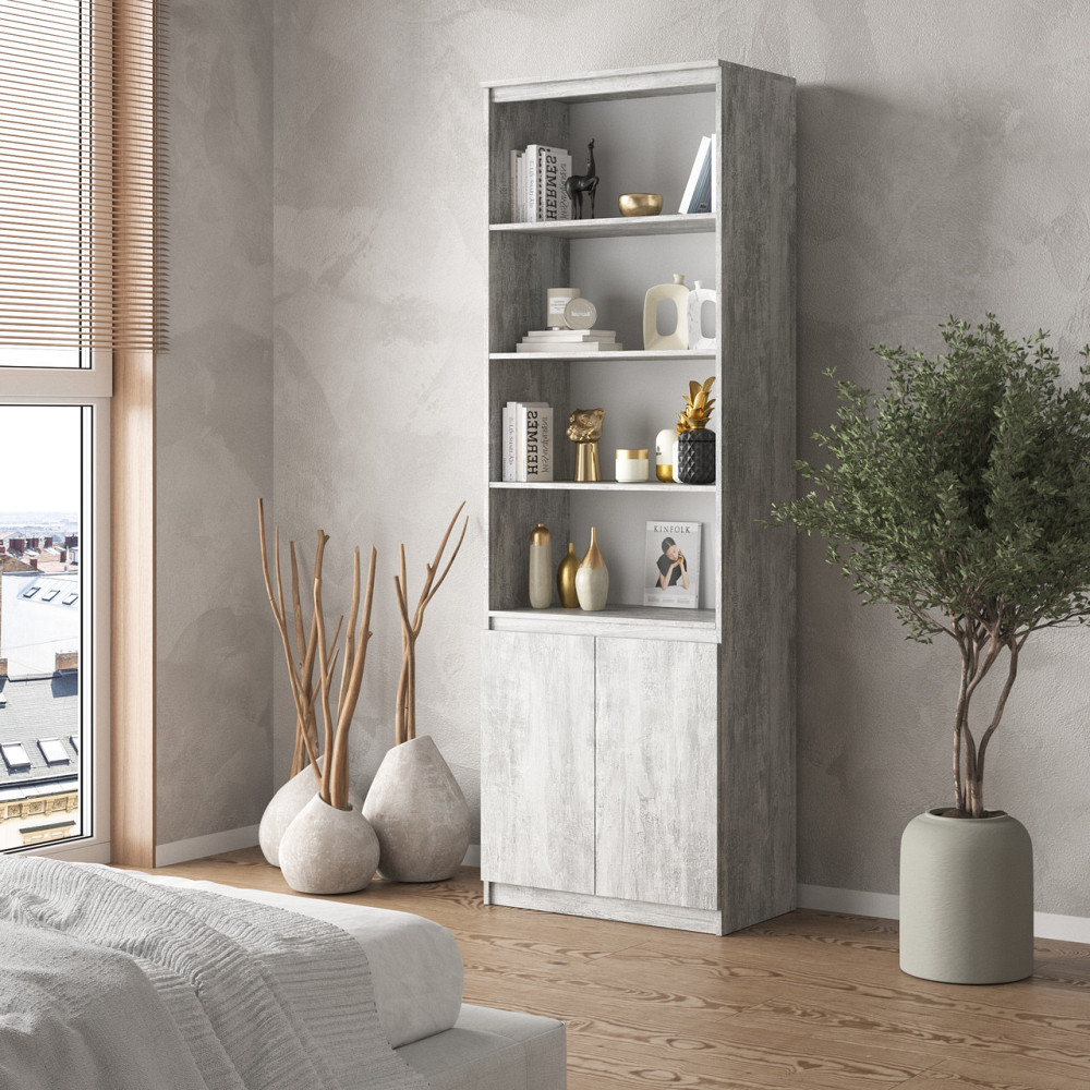 Шкаф для книг VAYS, пенал с полками R-29 Бетон Львов - изображение 1