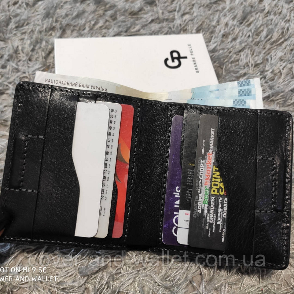 Красивий чорний чоловічий гаманець на магнітах Grande Pelle Lettera Київ - фото 3