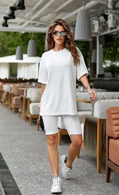 Жіночий костюм футболка з велосипедками Білий 46/48 Харків - фото 2