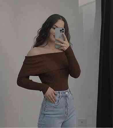 Женский романтичный лонгслив с отворотом турецкий рубчик мустанг 46/48, Шоколад Одесса