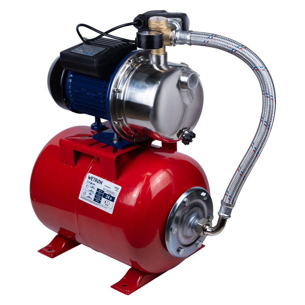 Станція 0.75кВт Hmax 42м Qmax 50л/хв (самовсмоктуючий насос нерж) 24л Україна WETRON JETS80А5 (775052/24) Рівне - фото 4