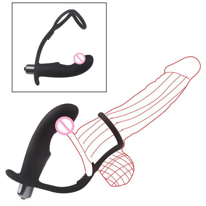 Ерекційне кільце з вібро масажером простати - Чорний Вінниця - фото 2