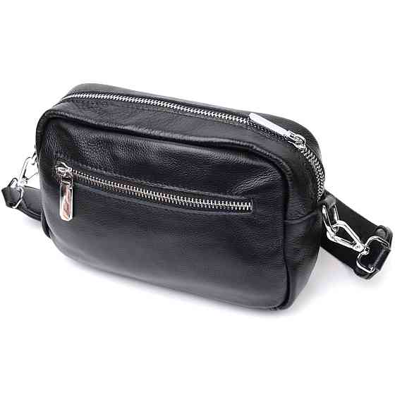 Жіноча сумка з натуральної м'якої шкіри Vintage 22436 Чорна Київ