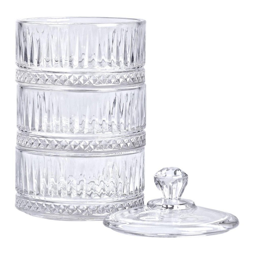 Yiwu Цукерниця триярусна скляна з кришкою Ø 10 см HP-YH-16 Коломия - фото 4