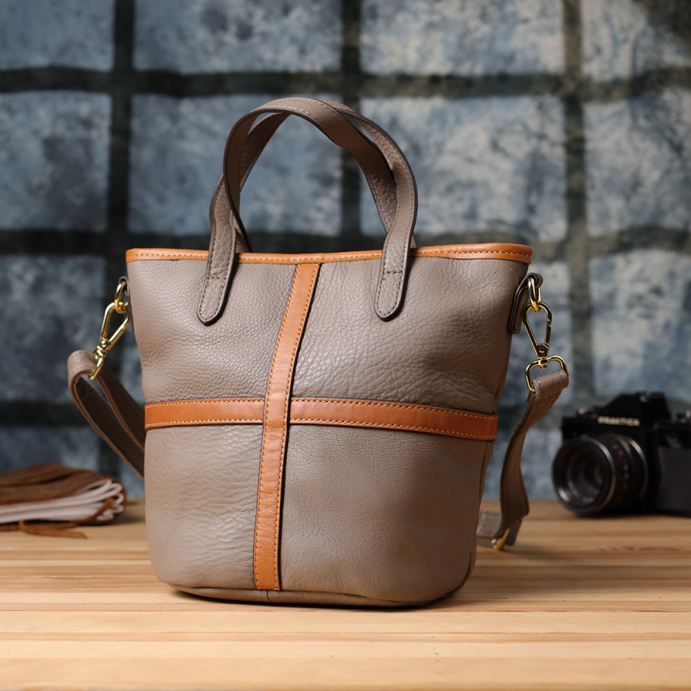 Вместительная сумка из натуральной кожи для женщин Vintage 22998 Серый Киев - изображение 10