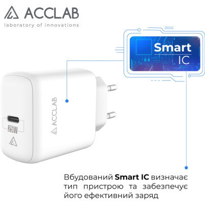 Зарядний пристрій ACCLAB AL-TC125 1хType-C 5В/3A/25W QC/PD3.0 (1283126538841) Вінниця - фото 4