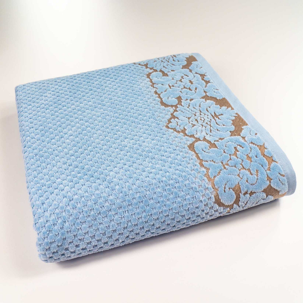 Комплект махрових рушників 3шт 40x70см, 50x90см, 70x140см Damask Преміум якості Жакардове з велюром (Світло-Синій) Суми - фото 2