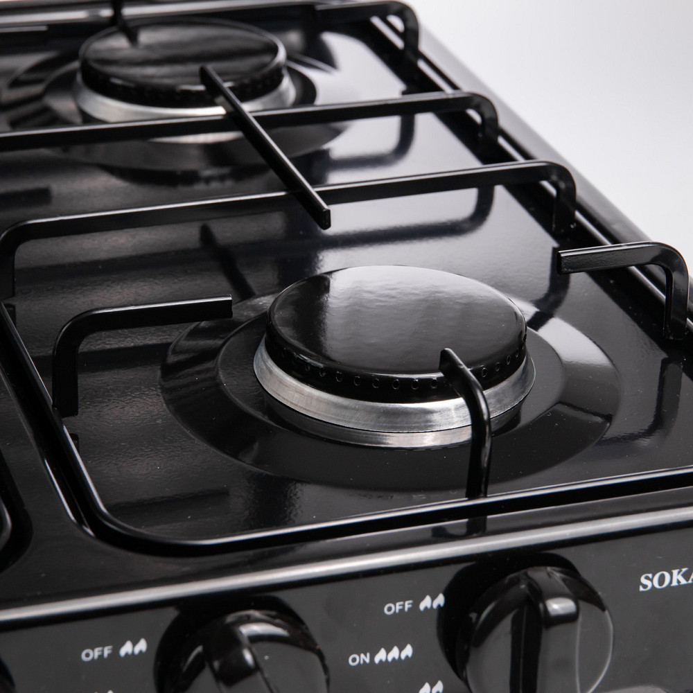 Газова плита настільна Sokany чорна 4 конфорки міні переносна для дачі кемпінгу, портативна газплита туристична SK-6004-Black Київ - фото 10