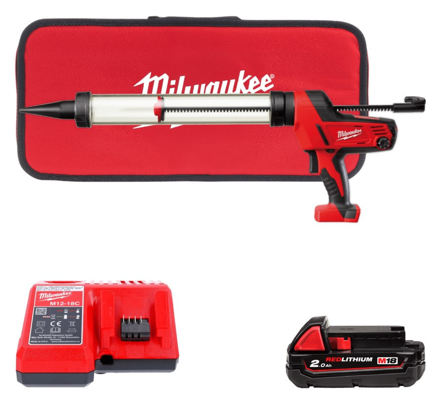 Пистолет для герметиков аккумуляторный MILWAUKEE, C18 PCG/600T-201B, 600мл (зарядное устройство М12-18 С, 1 аккумулятор М18 В 2Ач, п Одесса - изображение 1